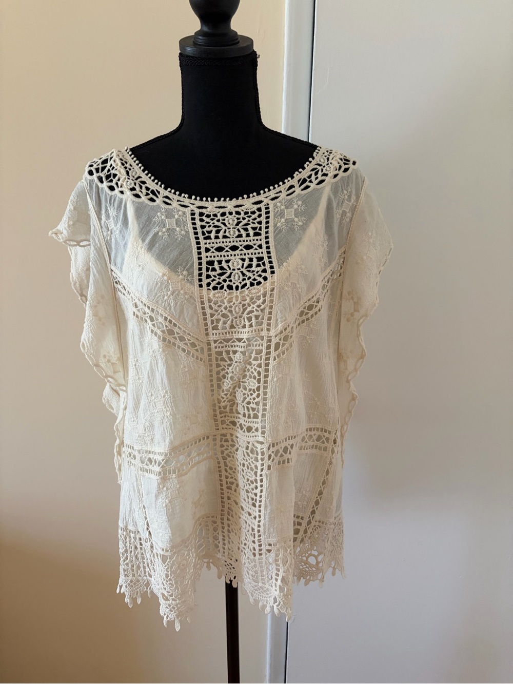 Democracy Cream Crochet Lace Tunic